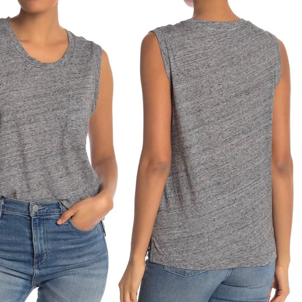 Madewell Whisper Cotton Gray Heathered Muscle Tank Top Size XL - Picture 2 of 10
